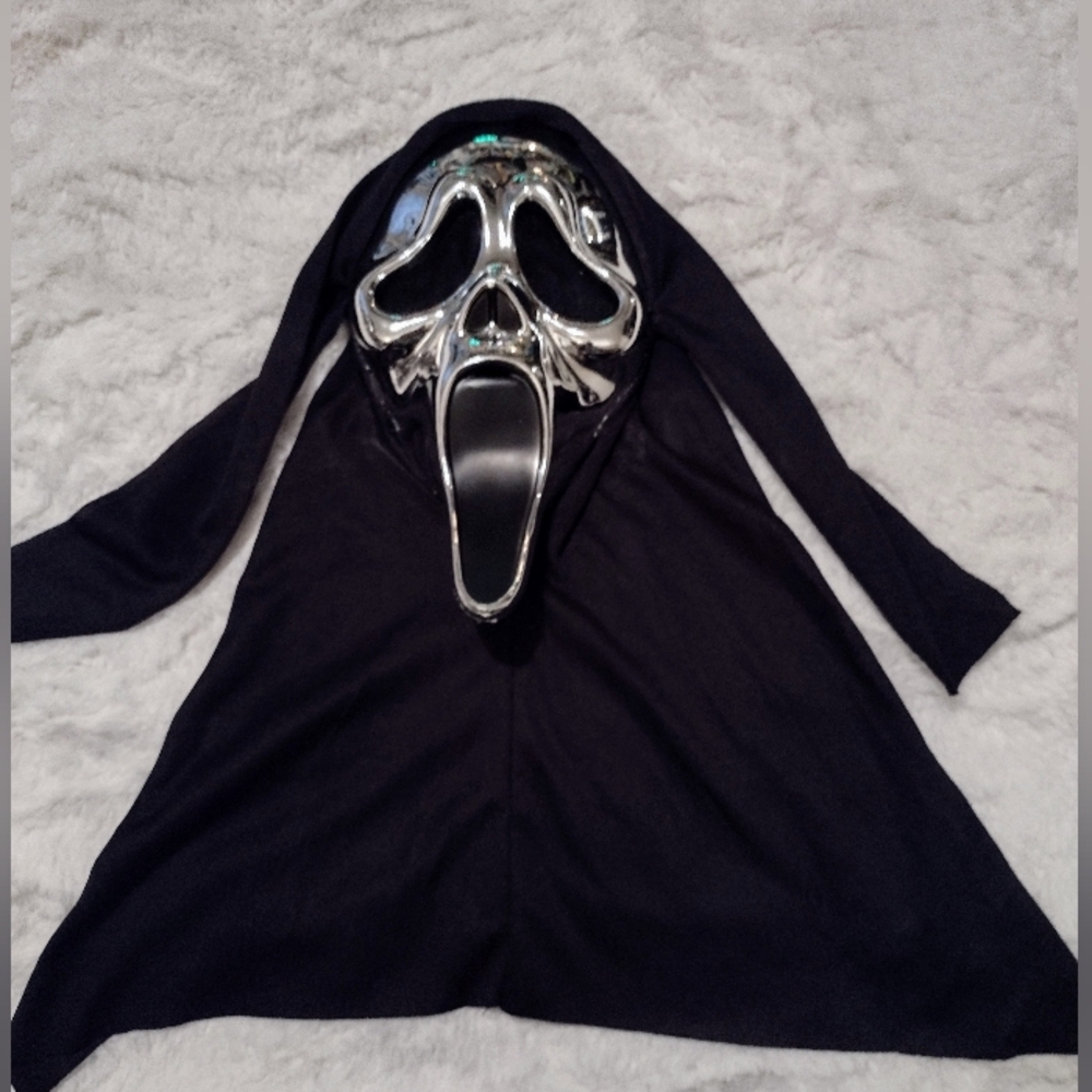 Scream  Mask Ghost Face Chrome Silver Spirit Brand Costume Halloween Mask YOUTH